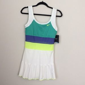 NWT Nike pleated mesh tennis dress White